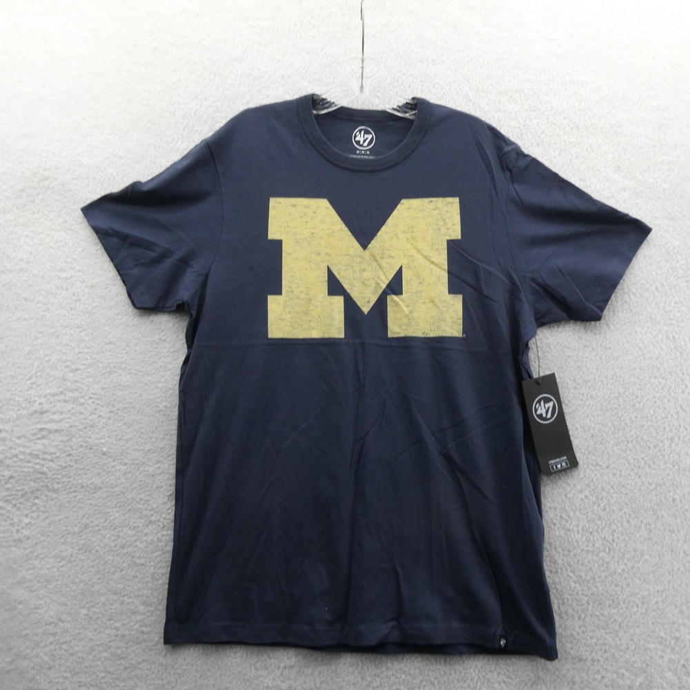 '47 Brand Shirt Mens Medium Michigan Wolverines Navy Blue Block M Logo Cotton
